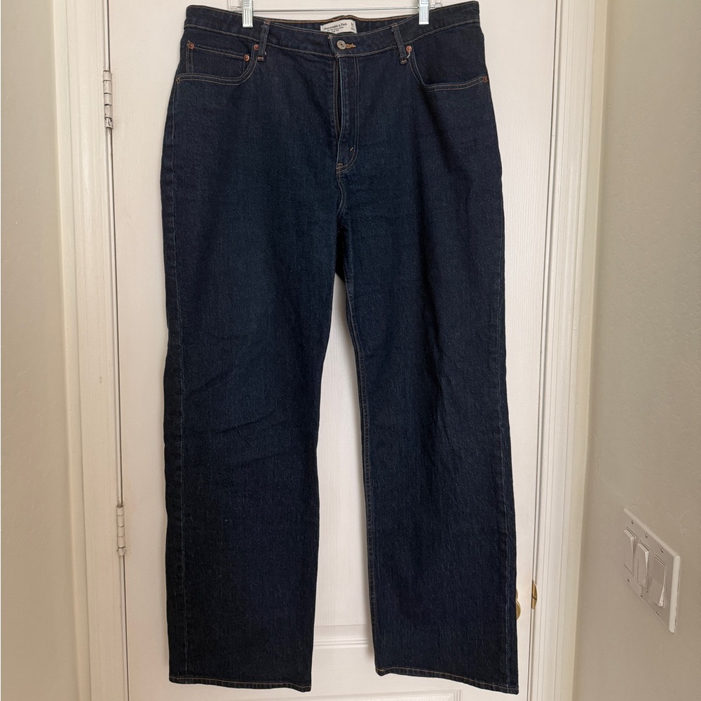 Abercrombie & Fitch Women’s Curve Love Dark Blue 90’s Relaxed Jeans